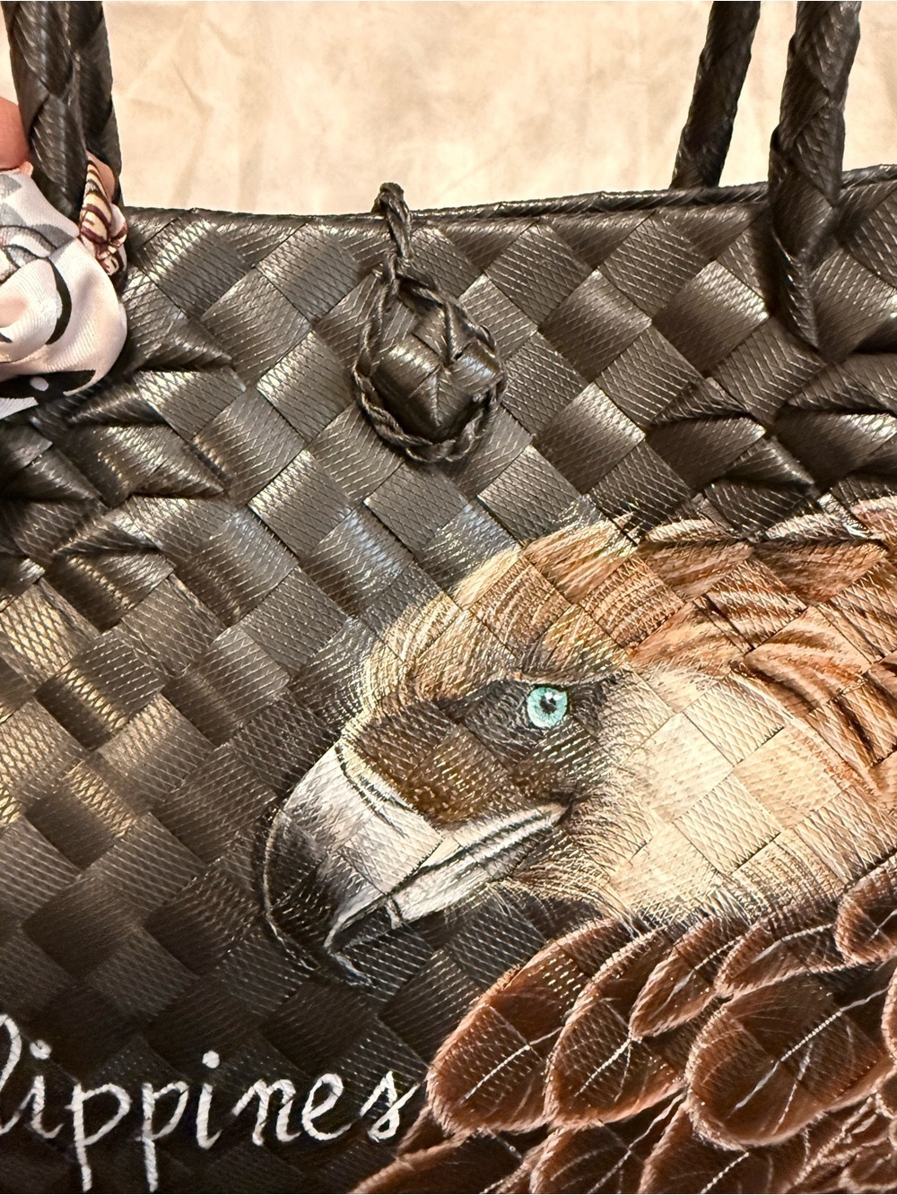 Habi at Pintura Eagle Plastic Bayong Waterproof Tote Bag Black - Picture 8 of 8